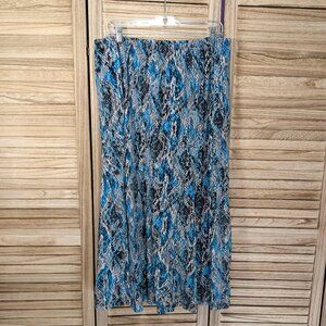 JM Collection Black/Teal/White Patterned Skirt Size 1X